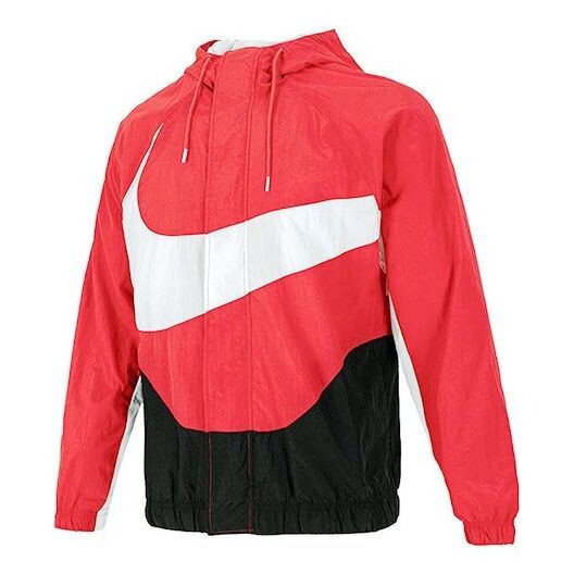

Куртка Nike Sportswear Swoosh Contrasting Colors Large Logo hooded Woven Jacket Red, красный