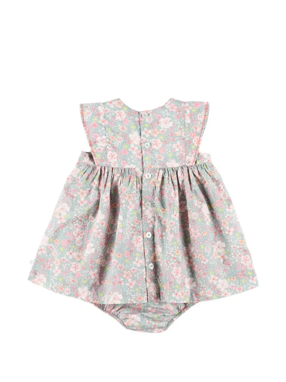 Платье со сборками и цветочным принтом Petit Bateau, синий — фото 2