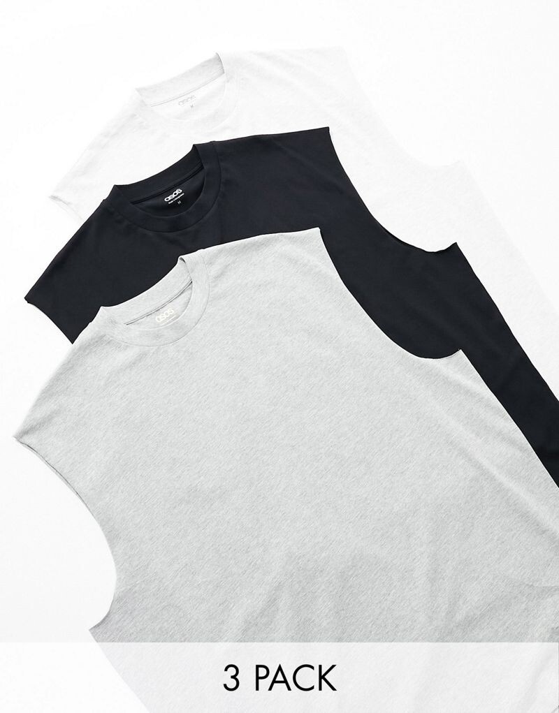 

Комплект больших маек ASOS DESIGN, 3 разных цвета