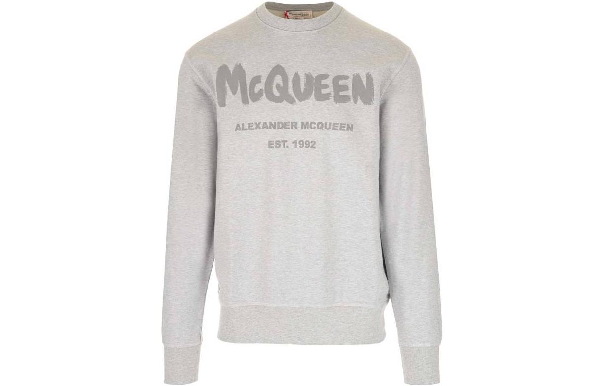 

Футболка с принтом логотипа Alexander McQueen, голубиный серый