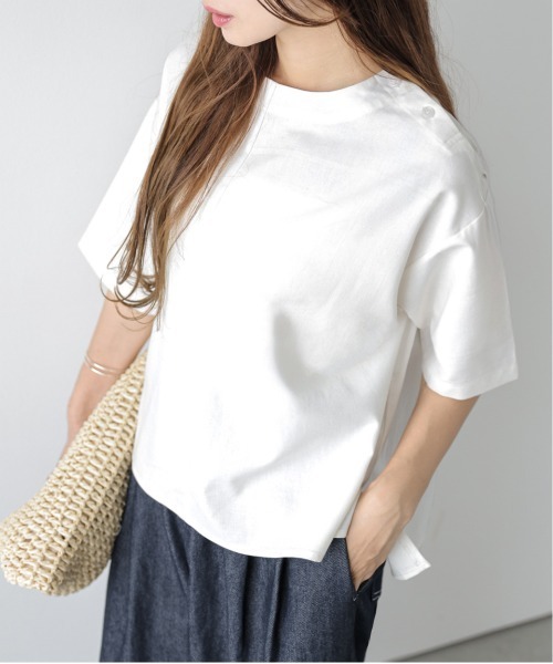 

Футболка из льна с пуговицами на плечах Lesperance, белая