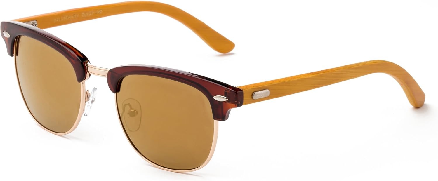 

Newbee Fashion - "Topline Flash" Винтажные модные солнцезащитные очки из натурального бамбука высокого качества для мужчин и женщин Newbee Fashion Sunglasses, Brown/Brown/Dark Bamboo