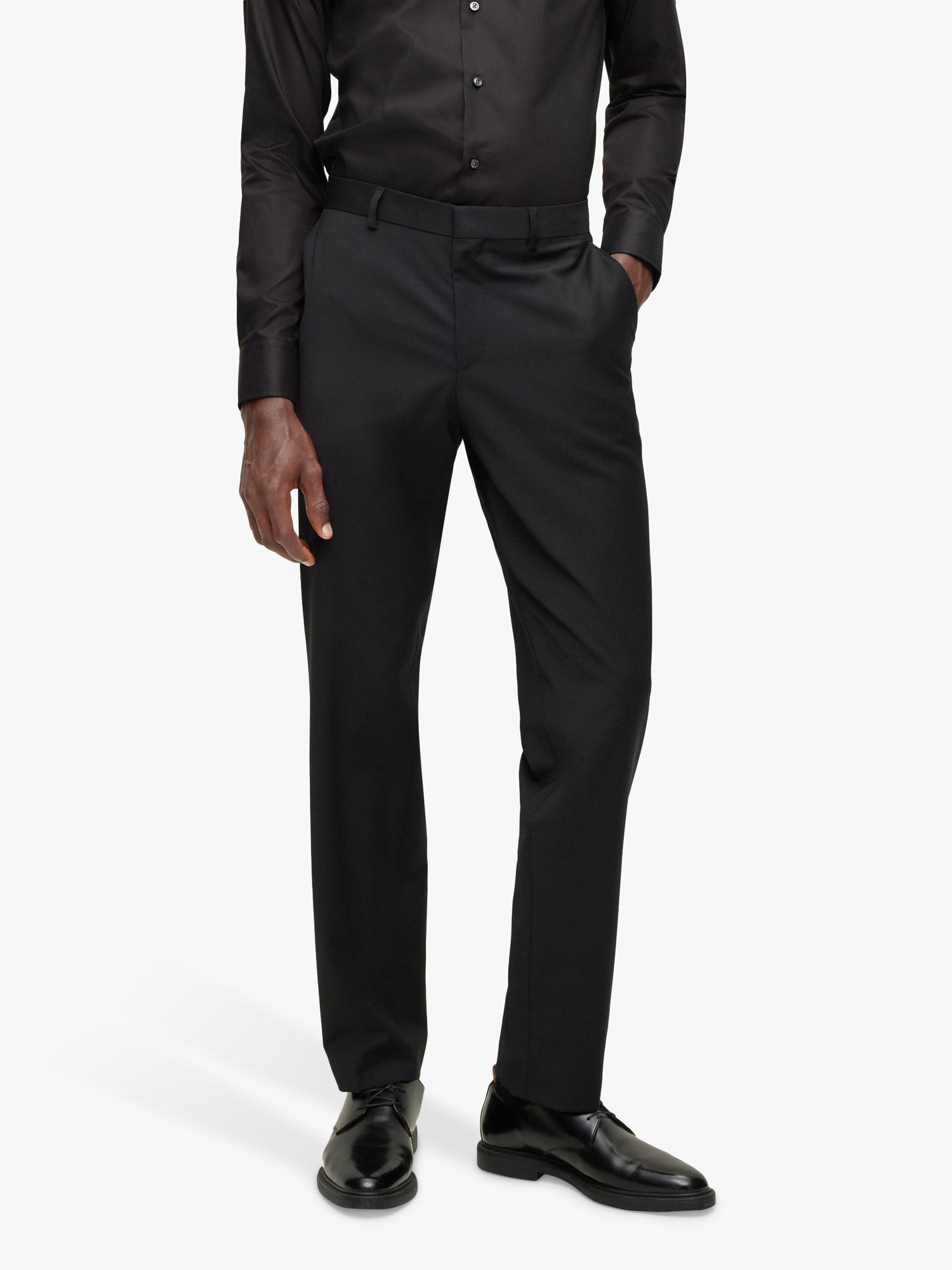 

HUGO BOSS Leon Regular Fit Костюмные брюки из смесовой шерсти, черные, Черный, HUGO BOSS Leon Regular Fit Костюмные брюки из смесовой шерсти, черные