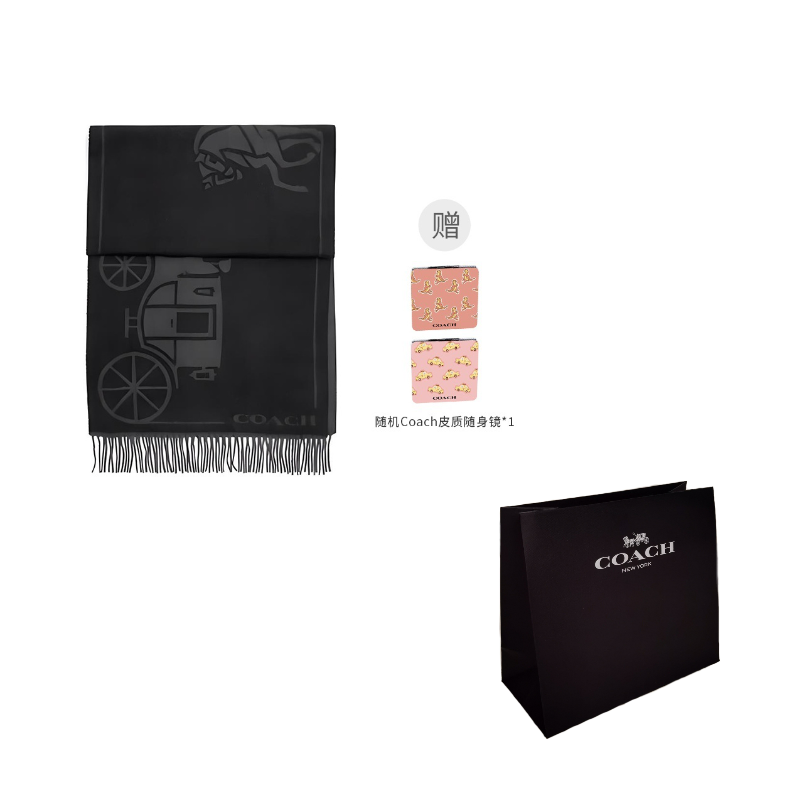 

COACH Шарф из овечьей шерсти и кашемира унисекс черный