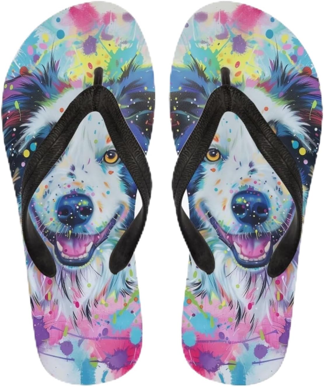 

Женские сандалии Semiouray Sunset с ремешком между пальцев, классические мужские шлепанцы с черепом, тай-дай, мягкие, удобные, унисекс, Colorful Border Collie
