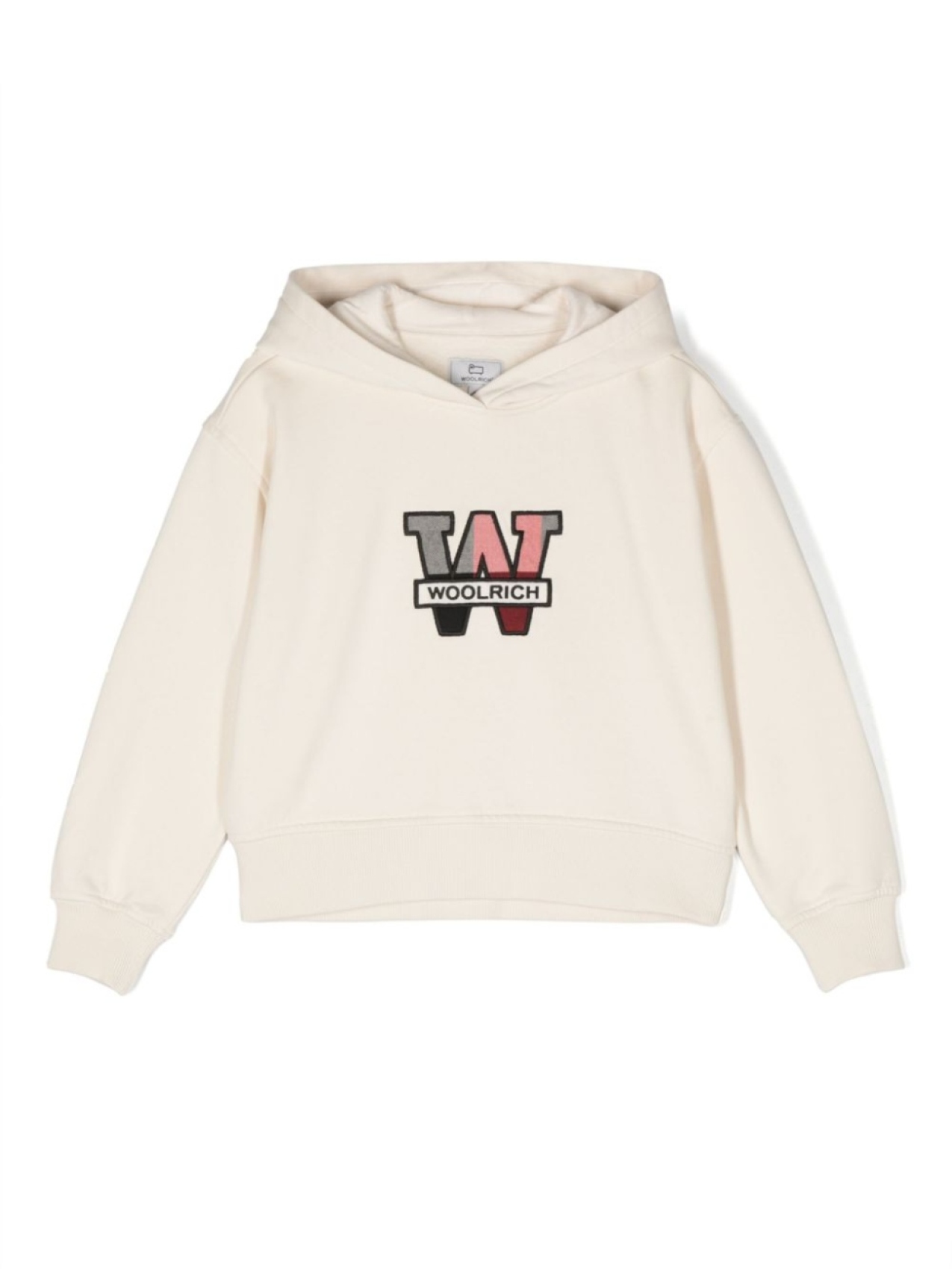 

Woolrich Kids флисовое худи с нашивкой-логотипом, белый