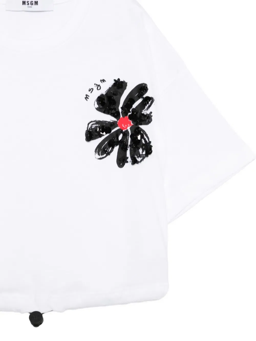 Футболка с цветочным рисунком Msgm Kids, белый — фото 3