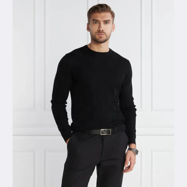 Свитер обычного кроя с добавлением шерсти Emporio Armani, черный — фото 2