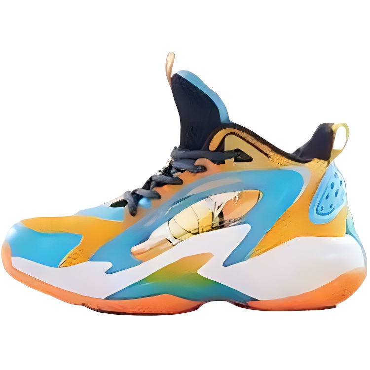 

QIAODAN Противоскользящие износостойкие высокие детские баскетбольные кроссовки Misty Blue/Peach Orange для подростков