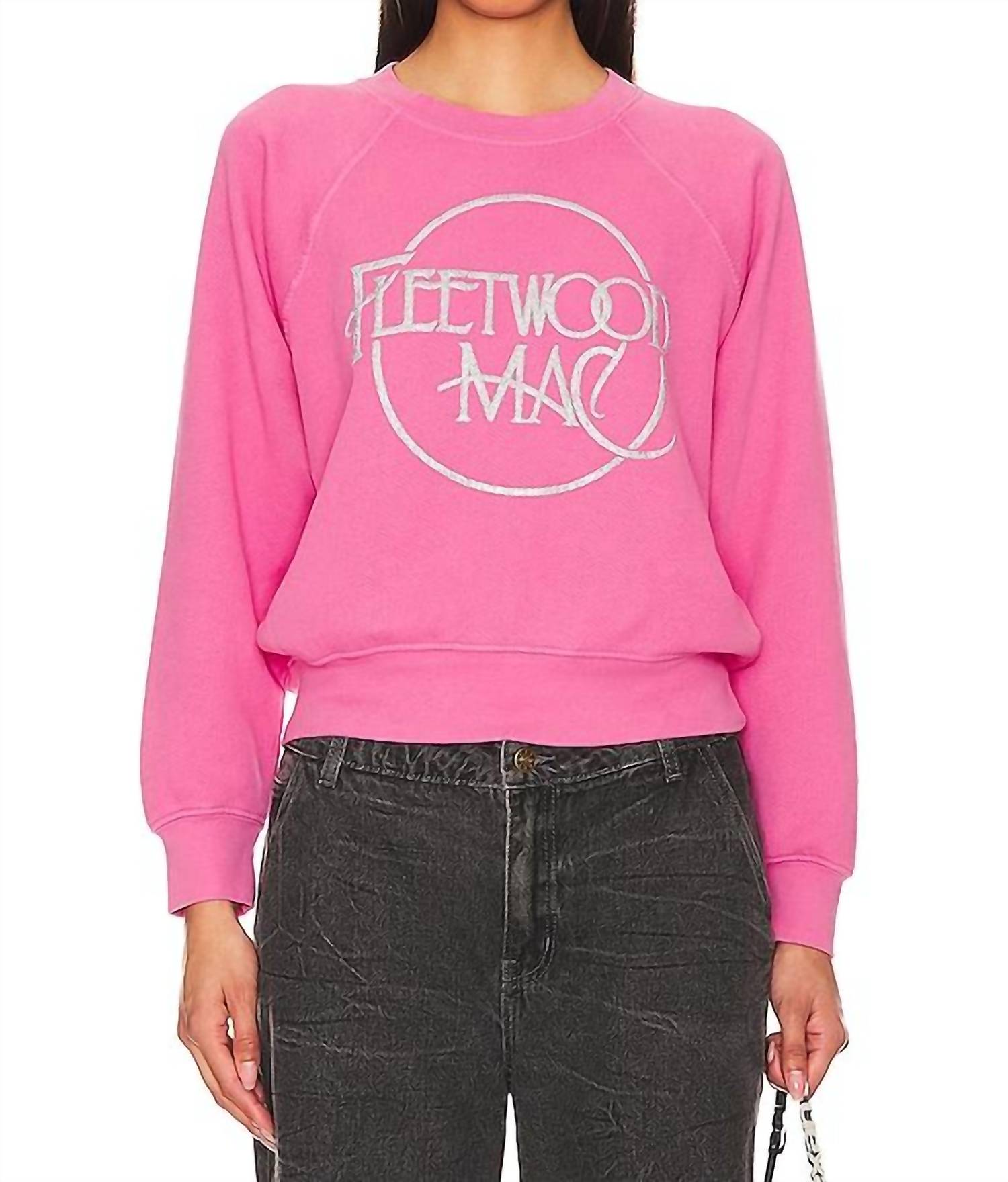 

Топ-свитер Fleetwood Mac Circle Logo Raglan Crew в розово-красном цвете DAYDREAMER