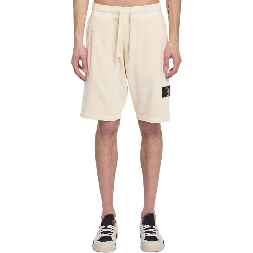 Шорты с завязками и нашивкой с логотипом STONE ISLAND, экрю
