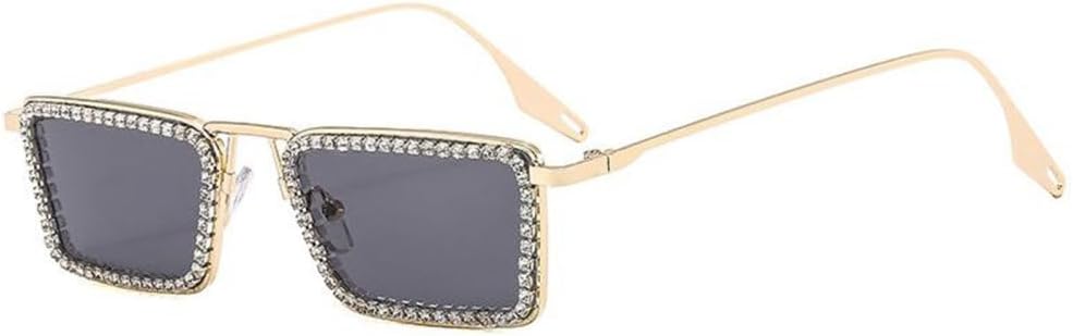 

Женские солнцезащитные очки с бриллиантами, маленькая прямоугольная форма, металлическая оправа, хрустальные линзы, прозрачные линзы, солнцезащитные очки с кристаллами MTZJH, Gold Black
