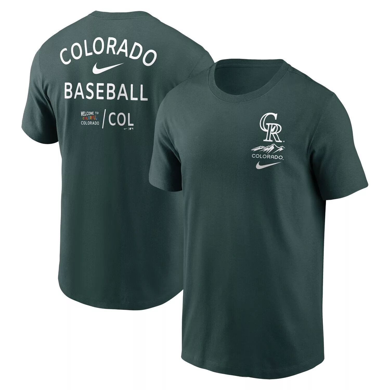 

Мужская зеленая футболка Colorado Rockies City Connect 2-Hit Nike, Зеленый, Мужская зеленая футболка Colorado Rockies City Connect 2-Hit Nike
