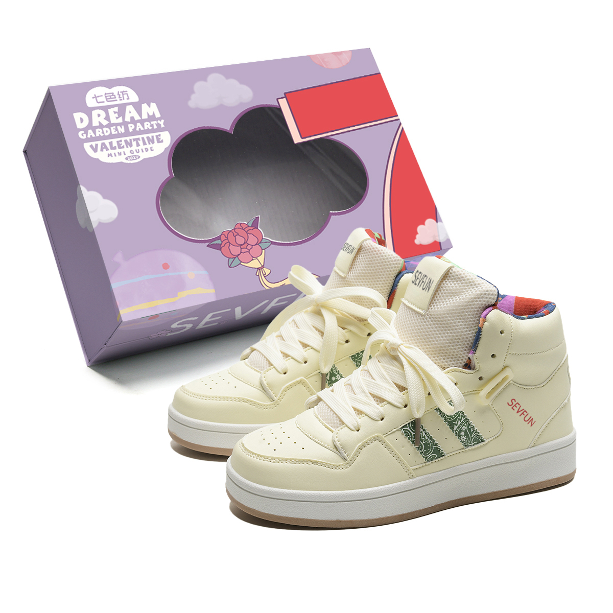 

7 SEVFUN Юношеские скейтерские кросcовки High Top с подарочной упаковкой - Пейсли, цвет Paisley