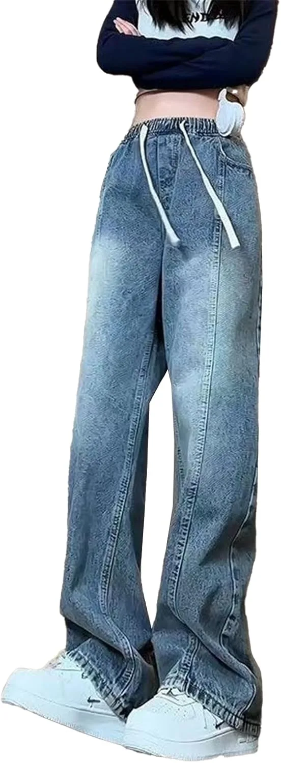 

Женские джинсы с эластичным поясом и свободным кроем cotzfoz