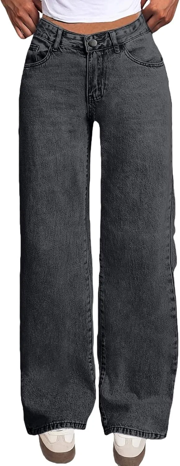 

Джинсы женские High Waist Wide Leg с эффектом потертости