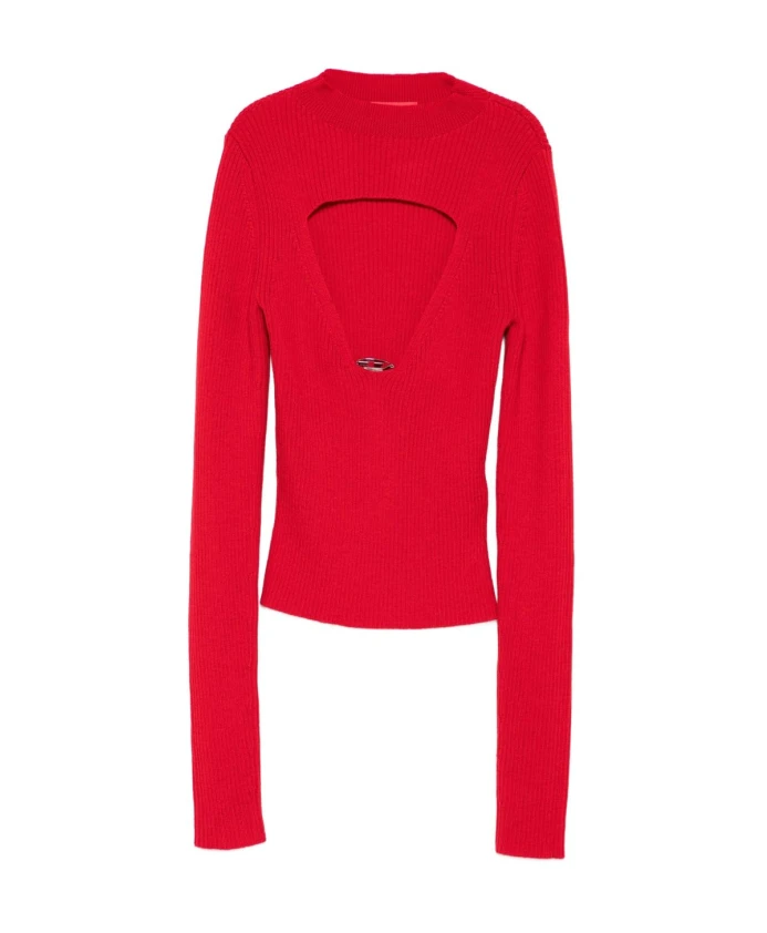 

Красный шерстяной ребристый свитер с длинными рукавами Diesel, красный