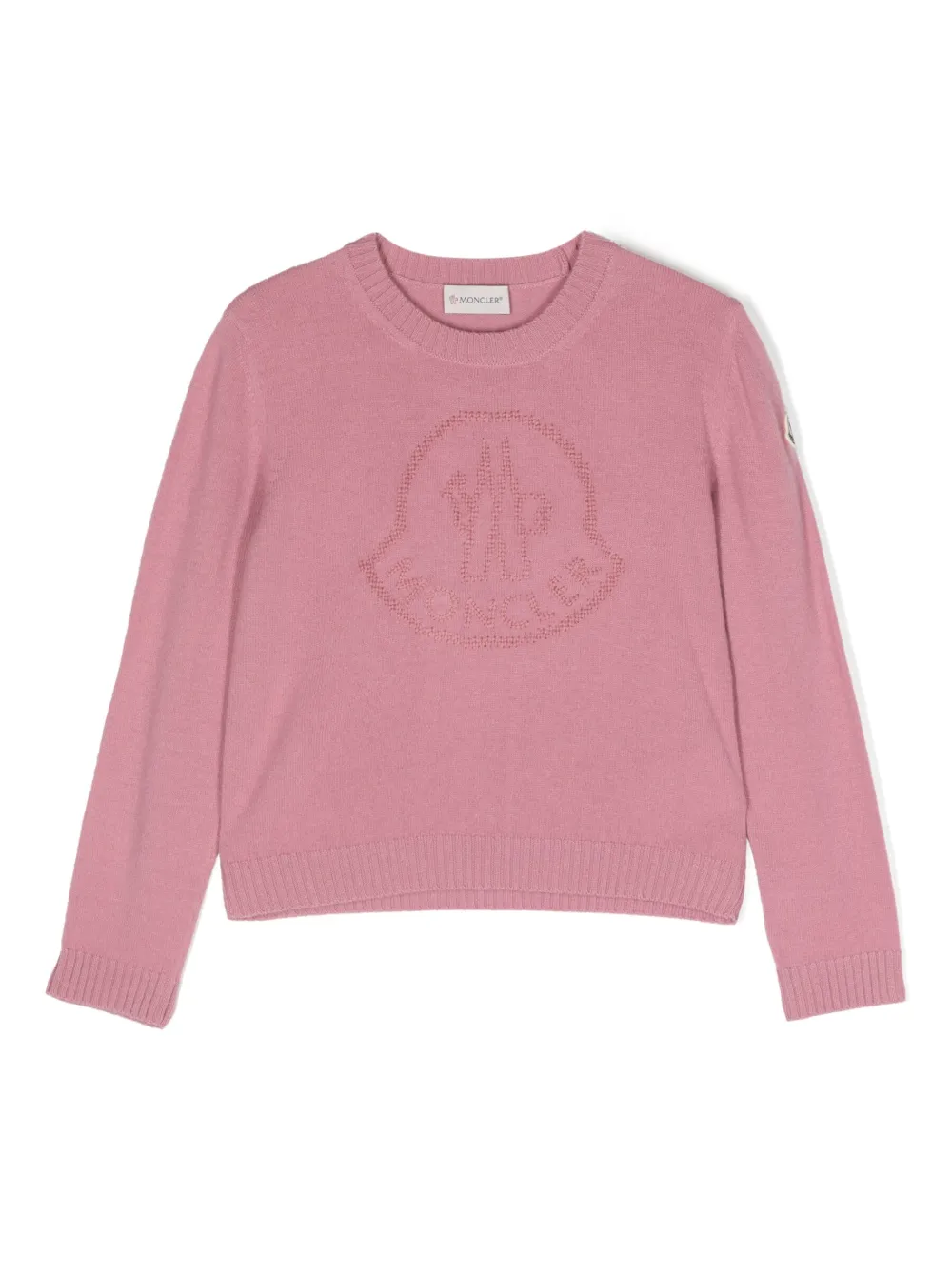 

Джемпер из вирджинской шерсти с вышитым логотипом Moncler Enfant, розовый