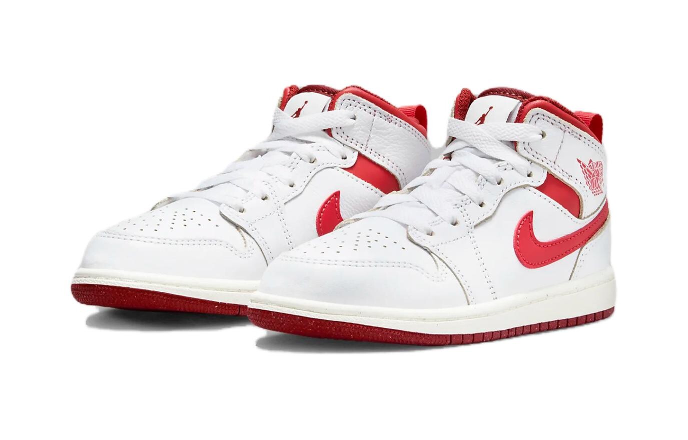 Кроссовки Kids Air 1 Mid SE "White/Lobster/Dune Red/Sail/Vachetta Tan" Jordan, белый/красный — фото 3