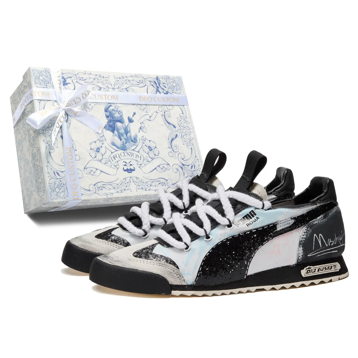 

Кроссовки Roma Og Nylon унисекс с низким верхом, черный/белый Puma