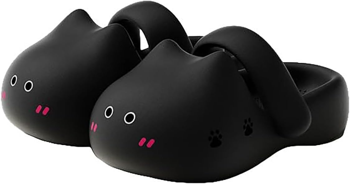 

Милые тапочки с кошкой для женщин, сандалии с кошачьей лапкой, домашние тапочки для мужчин и женщин, мультяшная кошка, для дома и улицы Generic, черный