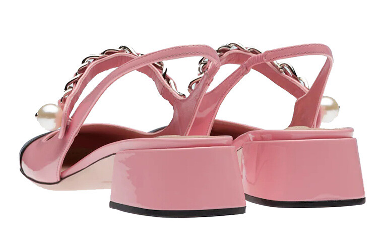 Туфли на высоком каблуке женские Miu Miu, розовый — фото 4
