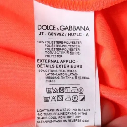 Футболка с круглым вырезом из полиэстера с оранжевым логотипом Dolce & Gabbana — фото 4