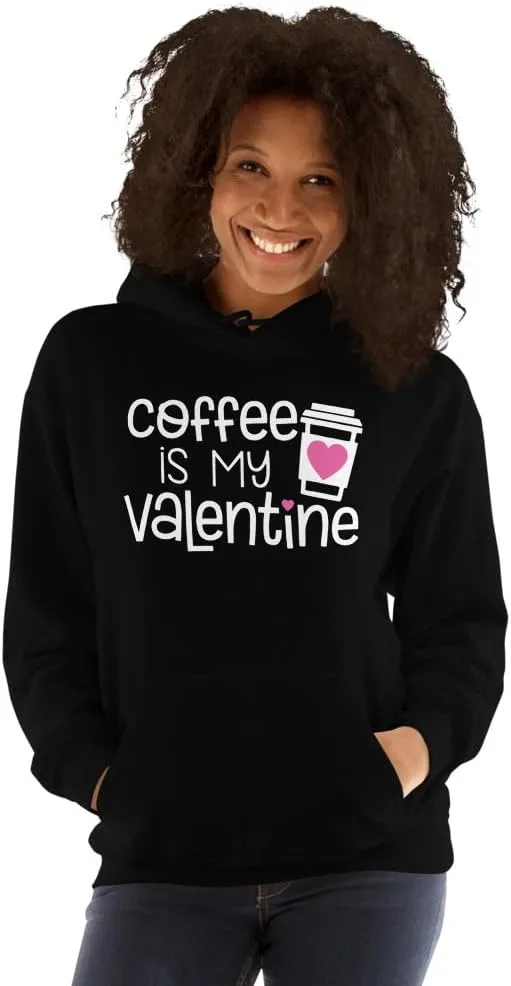 Толстовка унисекс Coffee Is My Valentine, футболка для любителей кофе, футболка на День святого Валентина, забавная кофейная футболка Generic, черный