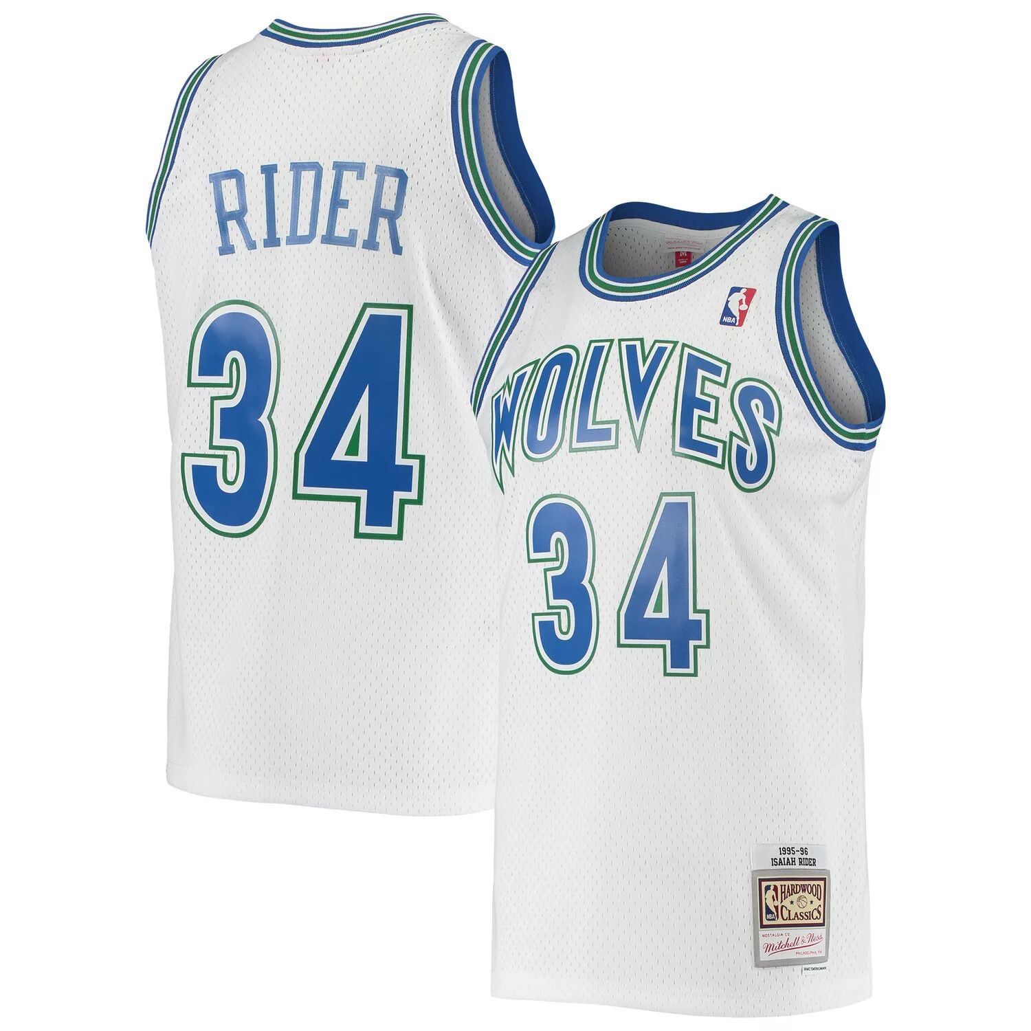 

Мужская белая майка Mitchell & Ness Isaiah Rider Minnesota Timberwolves 1995-96 Hardwood Classics Swingman