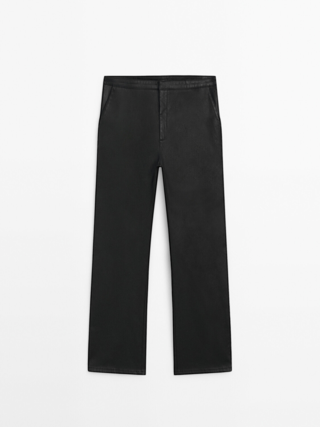 

Укороченные брюки клеш из вощеной ткани Massimo Dutti, черный