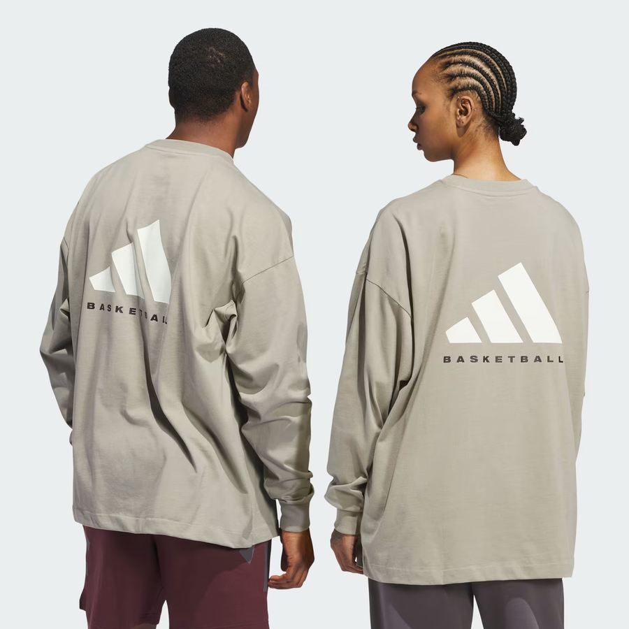 Футболка adidas Basketball Long Sleeve T-Shirt 'Putty Beige', бежевый — фото 2