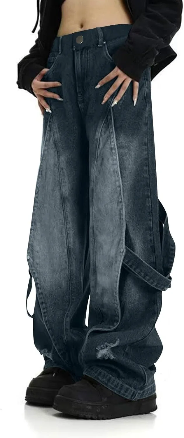 Брюки джинсовые женские baggy low waisted