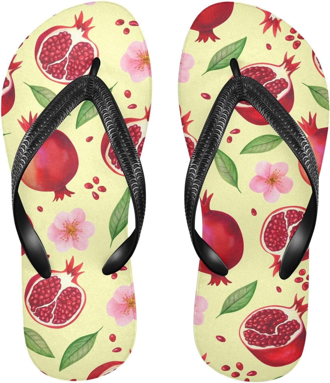 

Желтые вьетнамки с цветком граната, пляжные шлепанцы, резиновые нескользящие летние тапочки для мужчин и женщин Sinestour