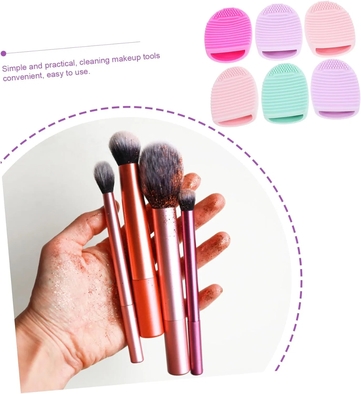 Набор для очистки кистей Silicone Brush Cleaner, 6 шт, KAILIKETIY — фото 3