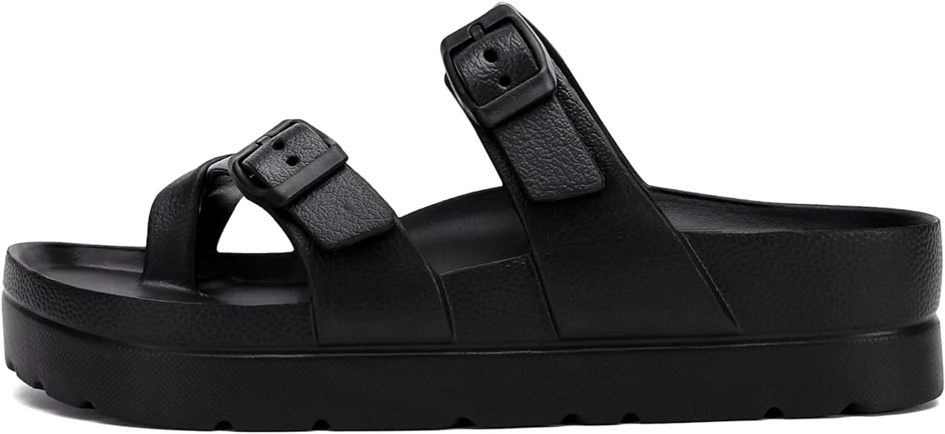 

Настоящие подушечные тапочки для женщин и мужчин | Домашние шлепанцы для душа | Очень удобные | С упругой толстой подошвой | Облачные шлепанцы | Легкие, противоскользящие, легко очищаются GARDMA, черный