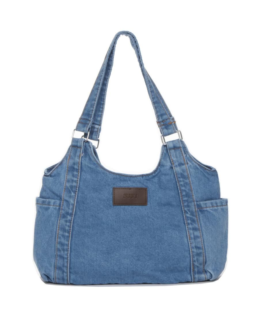 

Женская джинсовая сумка-тоут через плечо, сумка-хобо, повседневная сумка на каждый день SUSU, Blue