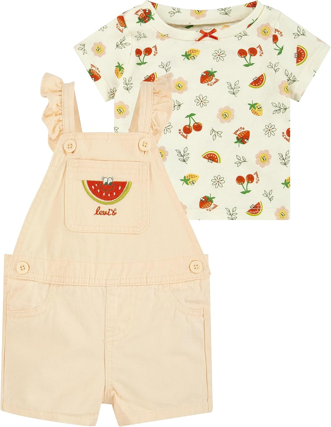 

Футболка с рисунком и юбка Levi's для девочек, комплект из двух предметов, Pale Peach/Cream