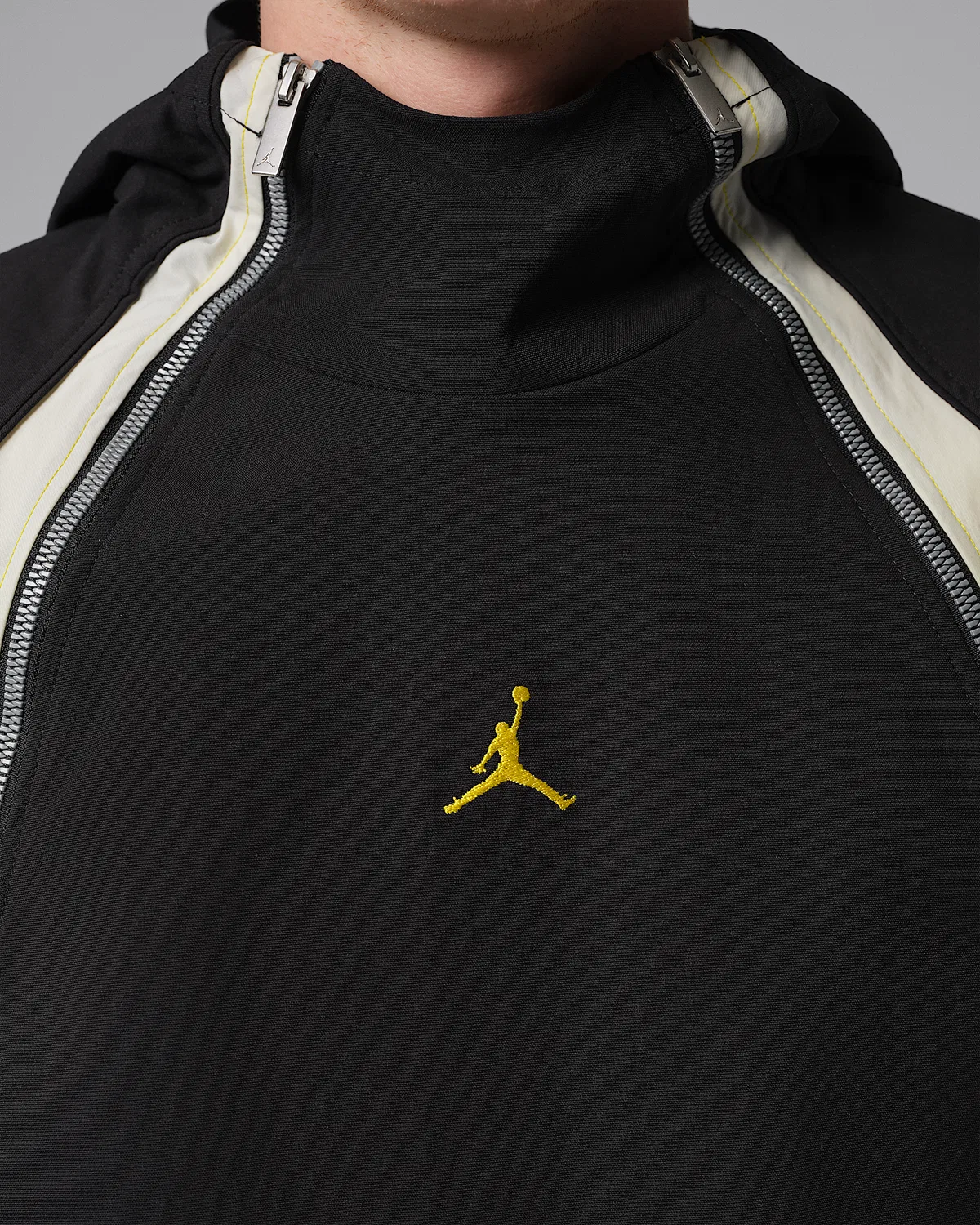 Мужская легкая полузастегнутая худи Jordan Flight, Black/Speed Yellow/Speed Yellow — фото 4
