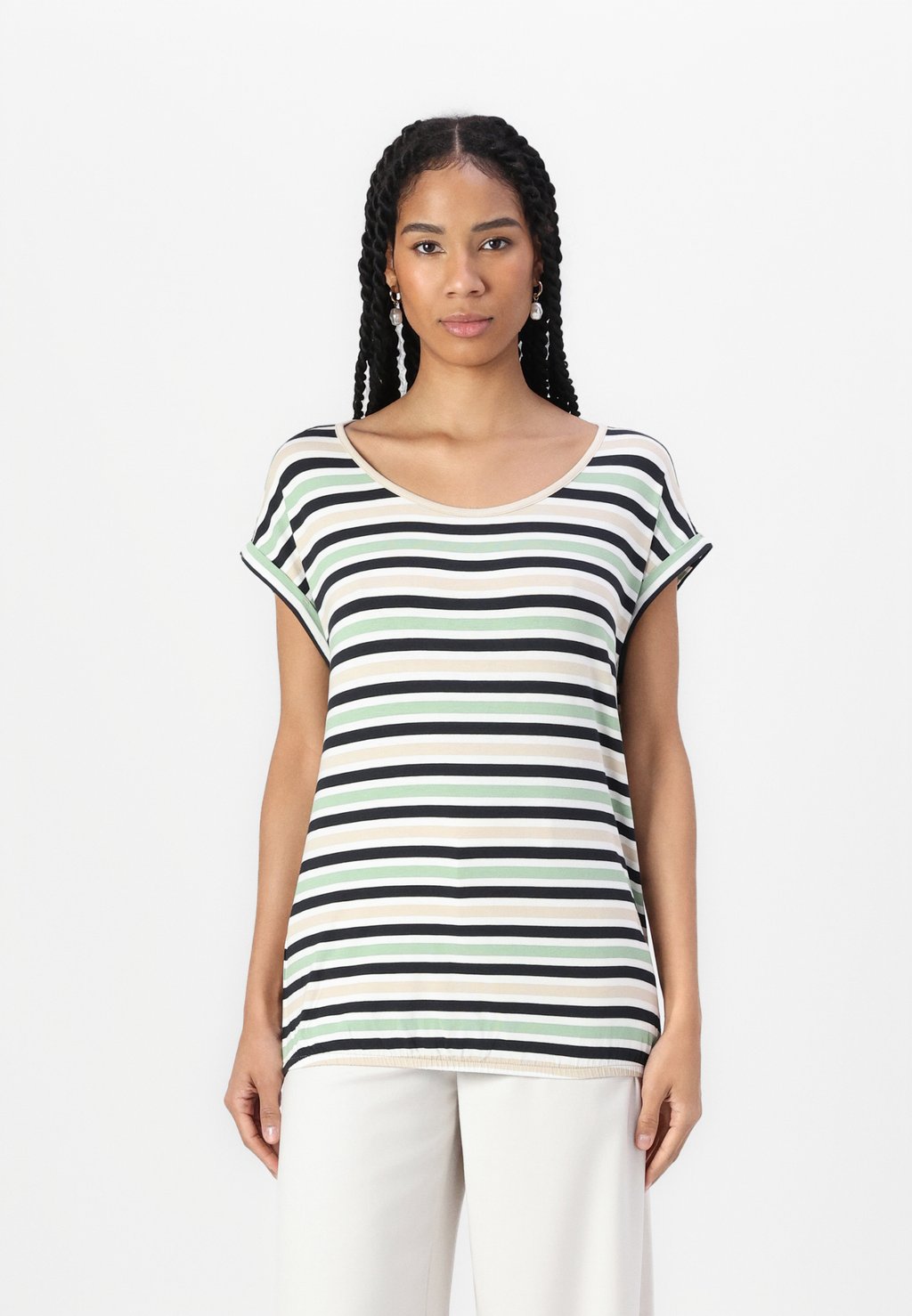 

Футболка с принтом PRINTED AND STRIPED TOM TAILOR, зеленый