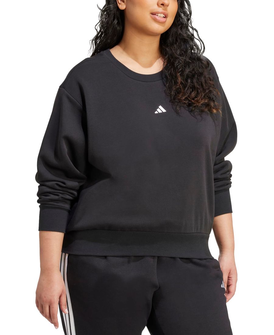 Толстовка из флиса больших размеров с маленьким логотипом Adidas, Black — фото 2