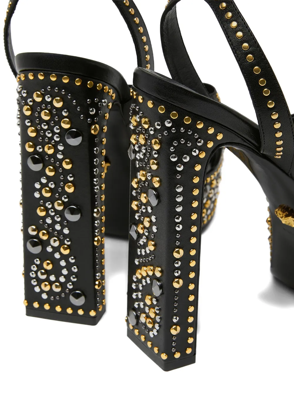 Сандалии La Medusa на платформе 140 мм с заклепками VERSACE, черный — фото 3
