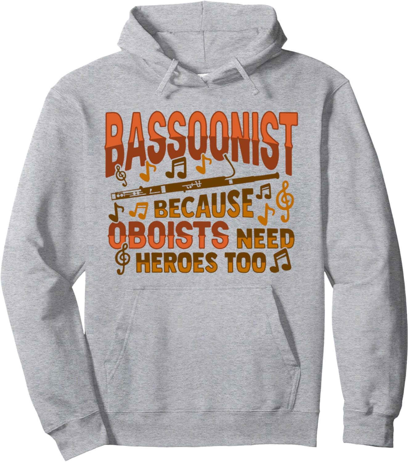 

Толстовка с изображением музыкального инструмента для исполнителей на фаготе Bassoon Orchestra Woodwind Instrument Design, серый