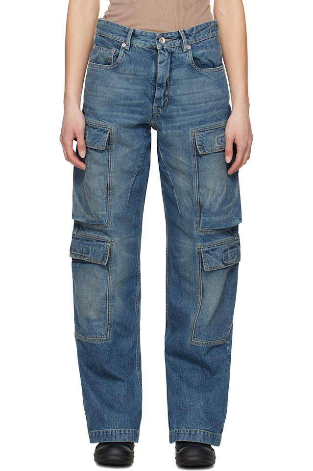 

Голливудские джинсы с двойными карманами Rick Owens Drkshdw, индиго