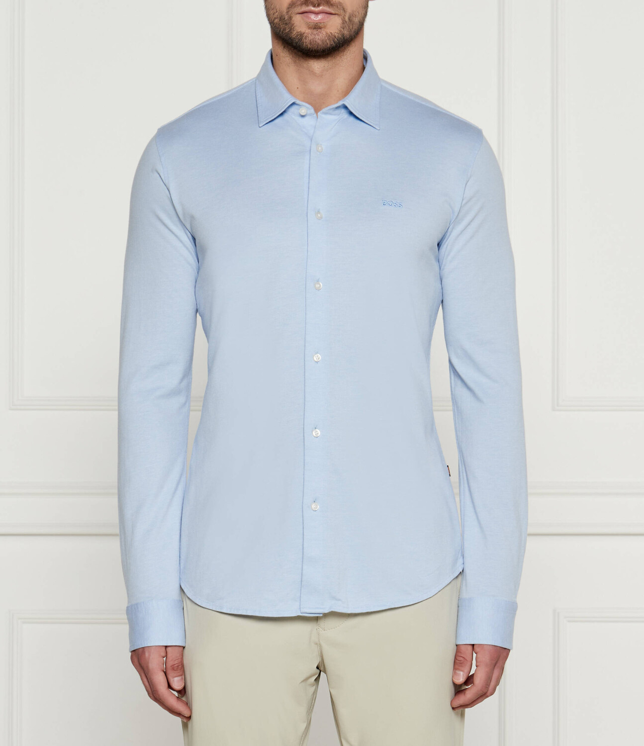 

Рубашка BOSS ORANGE Mysoft Slim Fit, небесно-голубой