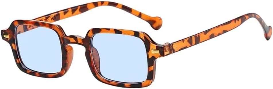 

Модные квадратные солнцезащитные очки для женщин, антибликовые, в стиле ретро, ​​с заклепками, прямоугольные, с защитой от УФ-излучения UV400, спортивные солнцезащитные очки для мужчин UJNHGQ, Leopard Blue