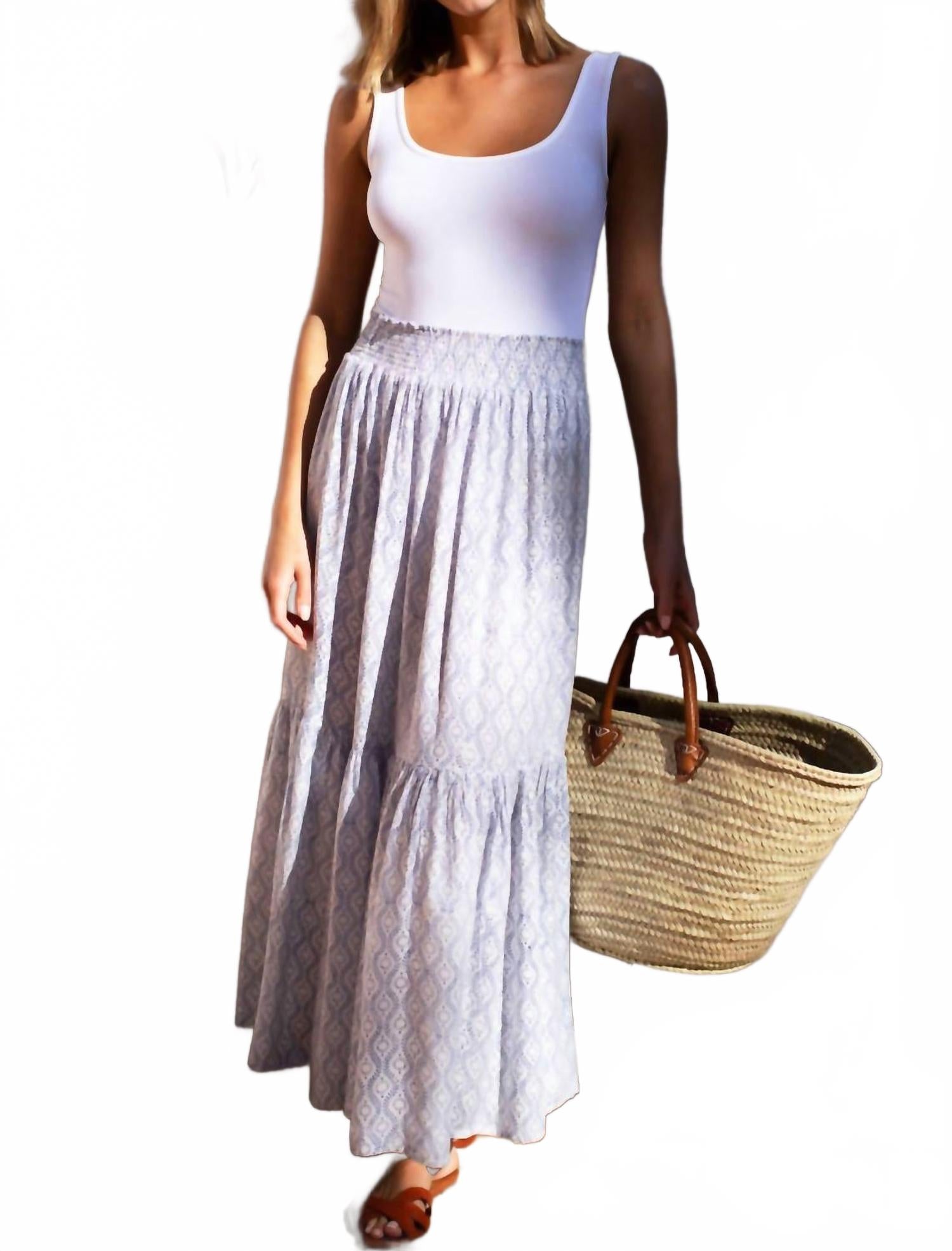 

Юбка макси со сборками цвета индиго «солнцестояние» Emerson Fry, Solstice Indigo