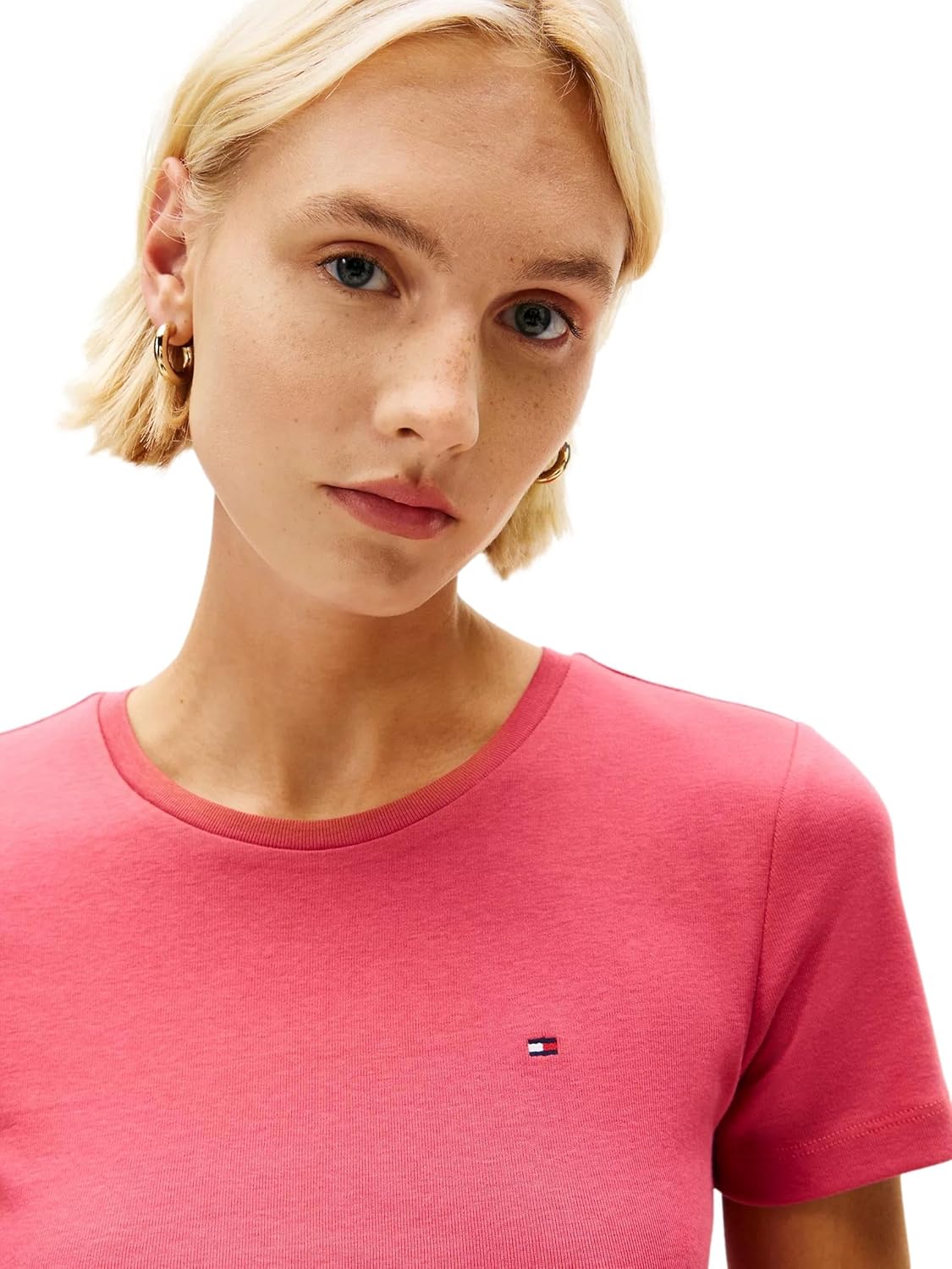 Женская футболка с полосатым логотипом Tommy Hilfiger, Light Crimson — фото 3