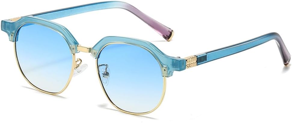 

Солнцезащитные очки в полуободковой оправе для мужчин, овальные солнцезащитные очки для женщин, винтажные очки, женские очки с защитой от УФ-излучения UV400 HCPIHF, Blue Blue