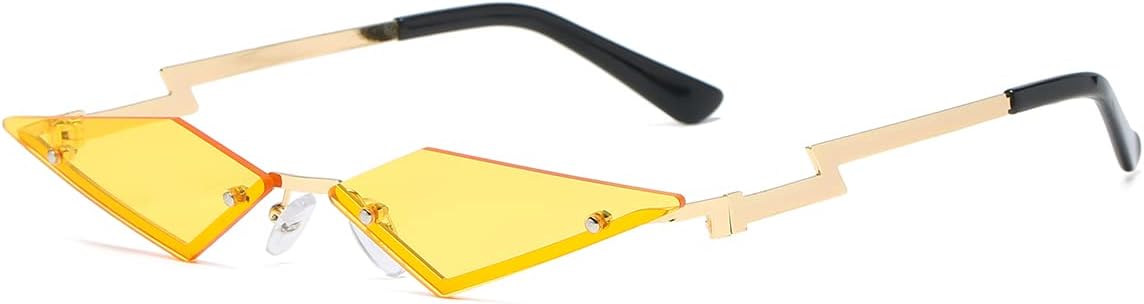 

Солнцезащитные очки JOVAKIT без оправы в форме ромба для женщин и мужчин, модные многоугольные солнцезащитные очки в металлической оправе, для рейв-вечеринок и Хэллоуина, 05 Yellow