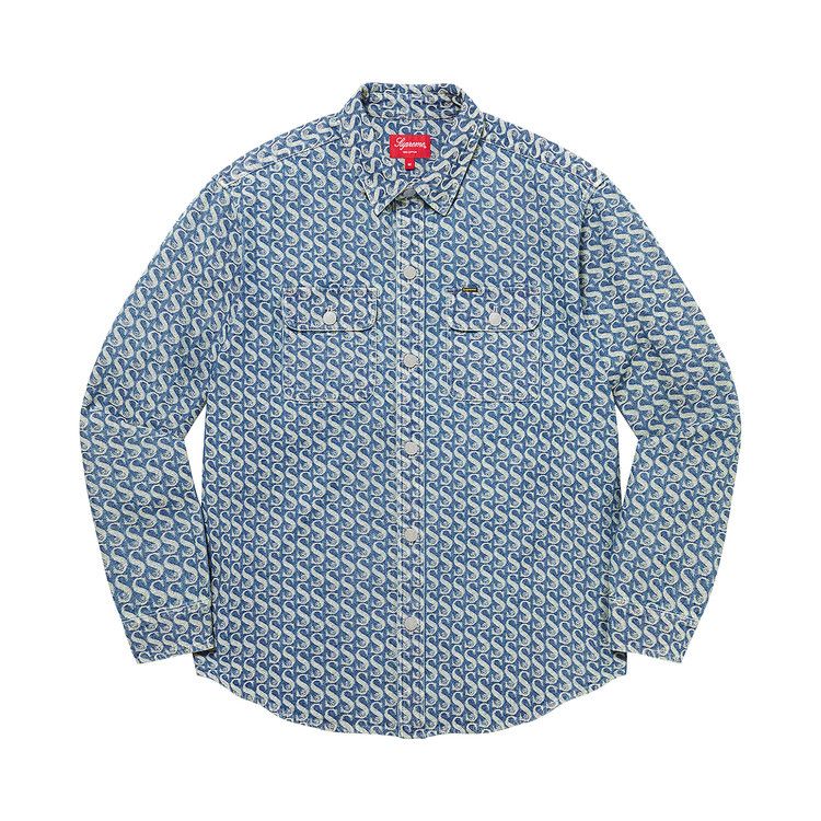 

Рубашка Supreme Monogram Denim Shirt, Blue